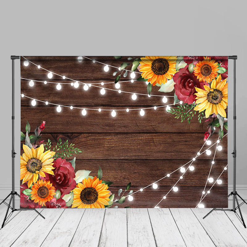 Deep Wooden Wall Turnsole Flower Backdrop For Photos