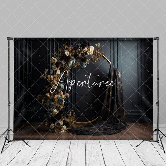 Brown Floral Black Wall Backdrop For Photo Studio