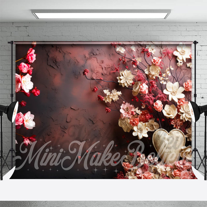 Elegant Dark Red Blooming Flowers Photo Backdrop