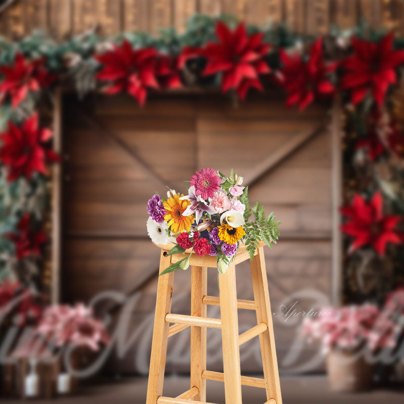Floral Plants Log Cabin Backdrop For Photography